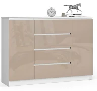 Komody - Nowoczesna komoda do salonu biała + cappuccino połysk T3-N55 - miniaturka - grafika 1
