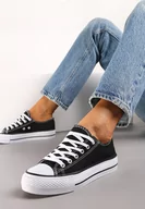 Trampki damskie - Czarne Klasyczne Trampki Przed Kostkę Xarosa - miniaturka - grafika 1