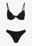 Stroje kąpielowe - Czarne Bikini Biustonosz z Usztywnianymi Miseczkami i Majtki Typu Figi Regulowanymi Ramiączkami Ellati - miniaturka - grafika 1
