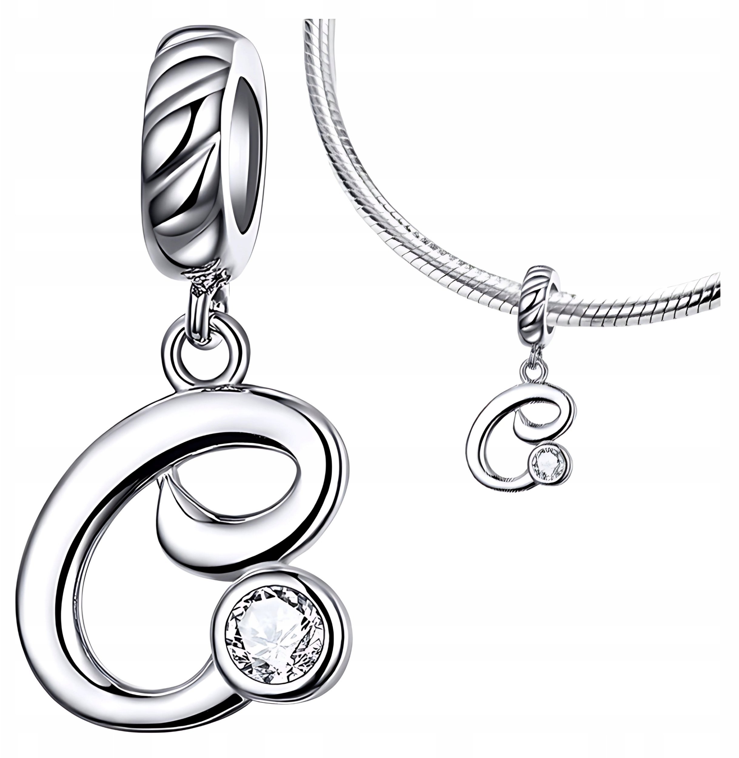 Ivybands CHARMS LITERKA C srebro 925 koralik zawieszka S925 wiszący cyrkonie litera