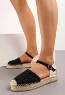 Espadryle damskie - Czarne Espadryle na Grubej Podeszwie z Plecionką i Sprzączką Anadila - miniaturka - grafika 1