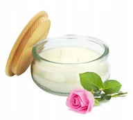 Świece - Świeca sojowa zapachowa z drewnianą pokrywką zapach róża poj 210 ml - miniaturka - grafika 1