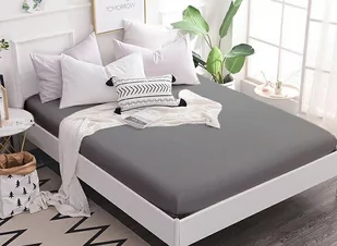 PIRUU Prześcieradło Jersey 160x200 bawełna z gumką JASNO SZARE PIRUU - Prześcieradła - miniaturka - grafika 1