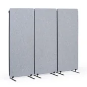 Inne meble biurowe - Akustyczny parawan, ścianka działowa 160 x 60 cm, 3 sztuki w opakowaniu, 100% poliester, połączenia na zamek błyskawiczny, szary - miniaturka - grafika 1