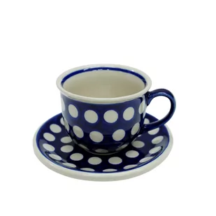 Ceramiczna filiżanka ze spodkiem Ceramika Bolesławiec - Filiżanki - miniaturka - grafika 1