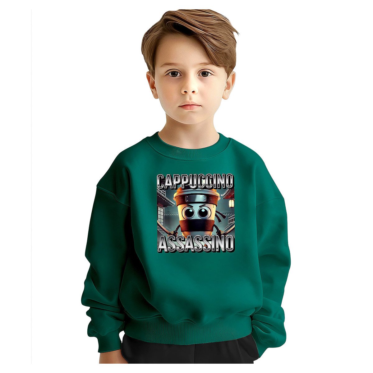 BLUZA DZIECIĘCA BRAINROT CAPPUCCINO ASSASSINO 122-128 DLA CHŁOPCA