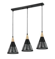 Lampy sufitowe - Hira lampa wisząca 3xE27 czarna/drewno - miniaturka - grafika 1