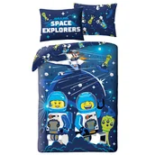 Pościel dla dzieci - Pościel 140x200 Lego Kosmos granatowa mikrofibra - miniaturka - grafika 1