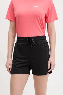 Helly Hansen szorty outdoorowe LIFA TECH damskie kolor czarny gładkie high waist 63419 - Spodnie sportowe damskie - miniaturka - grafika 1