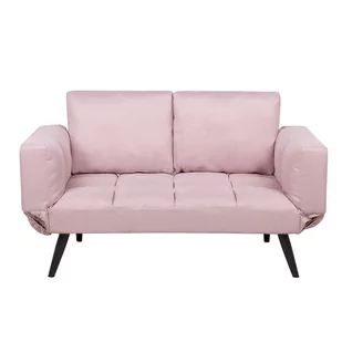 Beliani Sofa rozkładana tapicerowana różowa BREKKE - Sofy i kanapy - miniaturka - grafika 1