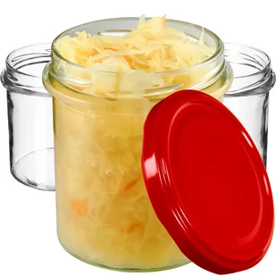 Szklane słoiki Avila 350ml 10 szt. 82mm + wieczka czerwone - Pojemniki kuchenne - miniaturka - grafika 1