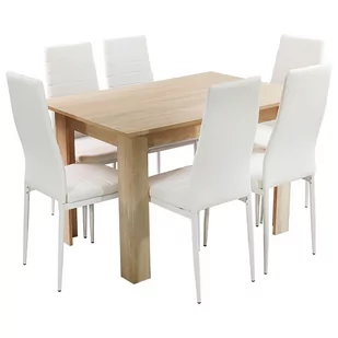Zestaw Stół Modern 120 Sonoma 6 Białych Krzeseł Nicea - Stoły z krzesłami - miniaturka - grafika 1