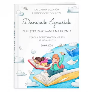 Atlas geograficzny z nadrukiem dla chłopca na pasowanie na ucznia - Atlasy i mapy - miniaturka - grafika 1