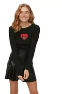 Body - Trendyol Damska dopasowana bodycone, dzianinowa bluzka z okrągłym dekoltem, Czarny, XS - miniaturka - grafika 1