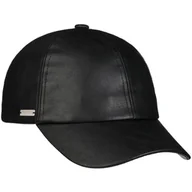 Czapki i chusty sportowe męskie - Czapka Uni Faux Leather by Seeberger, czarny, One Size - miniaturka - grafika 1