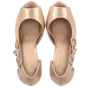 Szpilki z odkrytymi palcami - MENBUR 23822 ZŁOTY RÓŻ - Czółenka - miniaturka - grafika 9