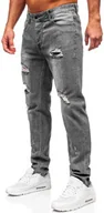 Spodnie męskie - Szare spodnie jeansowe męskie regular fit Denley MP0237G - miniaturka - grafika 1