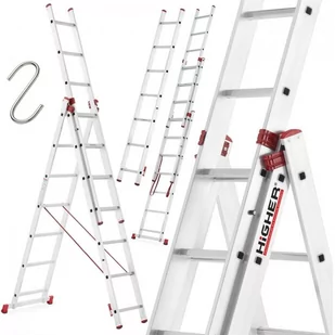Drabina aluminiowa uniwersalna 3x7 HIGHER Professional na schody - 5,30m - Drabiny - miniaturka - grafika 1