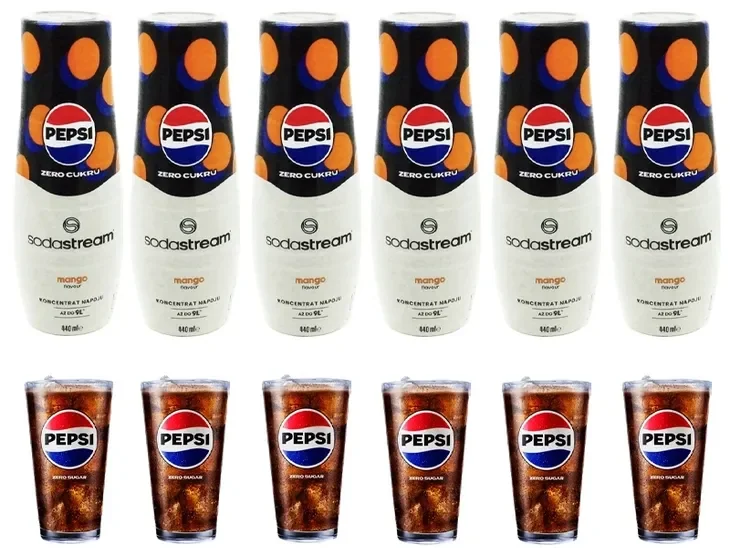 6x Syrop Pepsi Mango Zero Cukru Do Saturatora Sodastream 9l Napoju Z 440ml