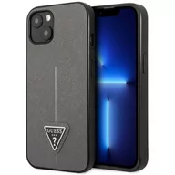 Etui i futerały do telefonów - Etui Guess do iPhone 13 6,1" srebrny hardcase SaffianoTriangle Logo - miniaturka - grafika 1