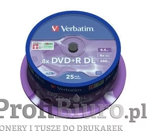 Płyty Verbatim DVD+R DL 8,5GB 8x - Spindle - 25szt.- Matt Silver - Nośniki danych - miniaturka - grafika 1
