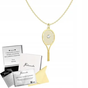 Złoty Naszyjnik Rakieta Tenisowa SREBRO 925 Prezent DEDYKACJA GRATIS - Naszyjniki - miniaturka - grafika 1