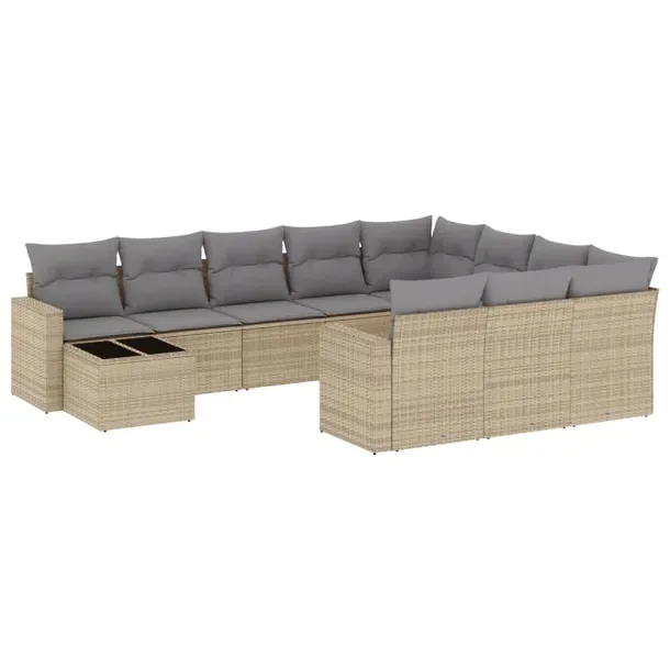 Zestaw mebli ogrodowych modułowych, rattan PE, beżowy, 62 x 62 x 69 cm