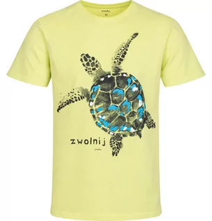 Koszulki męskie - Męski t-shirt z krótkim rękawem, z żółwiem, żółty - grafika 1