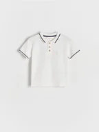 Bluzy i sweterki niemowlęce - Reserved - Sweterkowy t-shirt polo - złamana biel - miniaturka - grafika 1