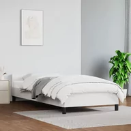 Łóżka - Lumarko Rama łóżka z zagłówkiem, biała, 80x200 cm, sztuczna skóra - miniaturka - grafika 1