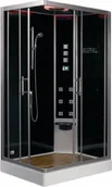 Kabiny prysznicowe - EAGO Kabina parowa z termostatem 100x80 prawa czarna - miniaturka - grafika 1
