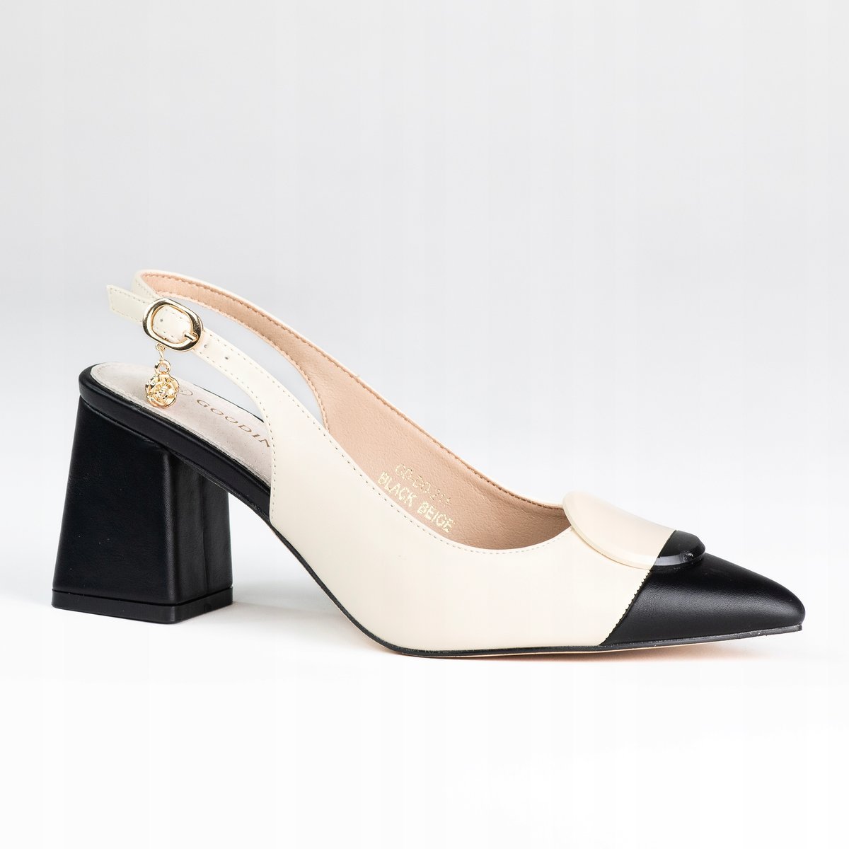 Eleganckie damskie czółenka sandały słupek GOODIN GD-DO-211 szpic krem 36