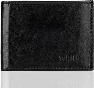 Solier Elegancki czarny skórzany męski portfel SOLIER TESSA - Portfele - miniaturka - grafika 1