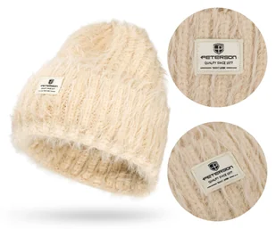 Czapka zimowa damska ciepła wygodna jesienna modna elastyczna Peterson beżowa - Czapki damskie - miniaturka - grafika 1