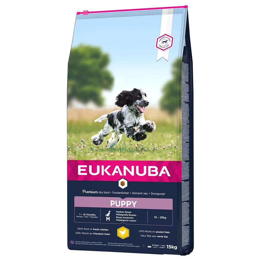 Eukanuba Growing Puppy Medium Breed, kurczak - 2 x 15 kg