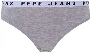 Majtki damskie - Pepe Jeans Damskie logo stringi styl bikini, bielizna szara Marl, M, Szary melanżowy, M - grafika 1