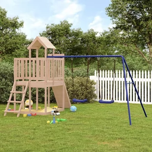 Domek ze ścianką wspinaczkową i huśtawkami, drewno sosnowe Lumarko! - Place zabaw - miniaturka - grafika 1