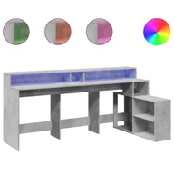 Biurka - vidaXL Biurko z podświetleniem LED, betonowa szarość, 200x104x91 cm - miniaturka - grafika 1