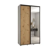 Szafy - Szafa przesuwna wysoka Davos 3 140 gł. 45 biały + artisan + czarny - miniaturka - grafika 1