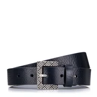 Paski - Damski pasek skórzany z klamrą w geometryczny wzór granatowy - Wittchen - miniaturka - grafika 1