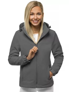 Kurtki damskie - Kurtka softshell damska z kapturem grafitowa OZONEE JS/HH018/2 - Ozonee - grafika 1