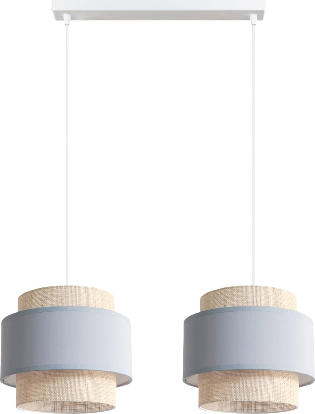 Lampa wisząca Solar Lampa wisząca sufitowa żyrandol BOHO len i szary 2 żarówki