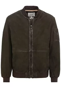 camel active Męska kurtka 431400/1L20 Leather Blouson, khaki, 56, khaki - Kurtki męskie - miniaturka - grafika 1