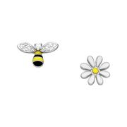 Kolczyki - Srebrne kolczyki pszczółka i kwiatek - miniaturka - grafika 1