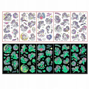 TATUAŻE DLA DZIECI 5 SZT ŚWIECĄCE W CIEMNOŚCI ZMYWALNE TRWAŁE JEDNOROŻCE 3 - Zabawki kreatywne - miniaturka - grafika 1