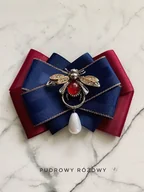 Broszki - Brosza z cudnym Owadem z perłą i bordowym kamieniem New Jesień - miniaturka - grafika 1