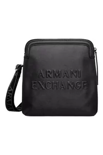 Torby męskie - Armani Exchange Męskie logo Panarea, Big Embossed Logo Flat, Black, czarny - grafika 1