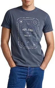 Pepe Jeans Koszulka męska Dover, Niebieski (Dulwich), M - Koszulki męskie - miniaturka - grafika 1