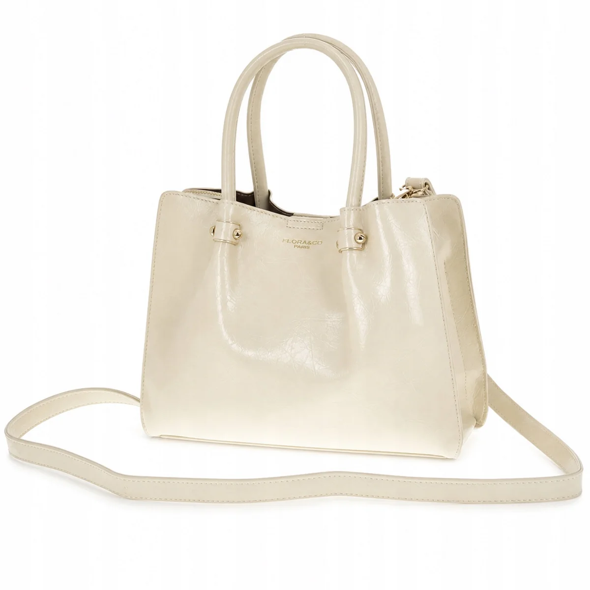 Torebka damska Flora&Co shopperka ecru z paskiem crossbody