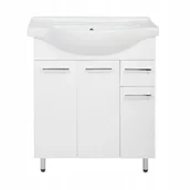 Szafki łazienkowe - Szafka z Umywalką Stojąca 75cm Połysk Nóżki Biała - miniaturka - grafika 1
